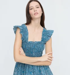 The Elizabeth Nap Dress - Navy Calico Trellis