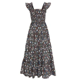 The Ellie Maxi Nap Dress in Chocolate Swedish Floral