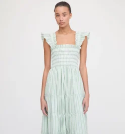 The Ellie Nap Dress in Apple Green Stripe