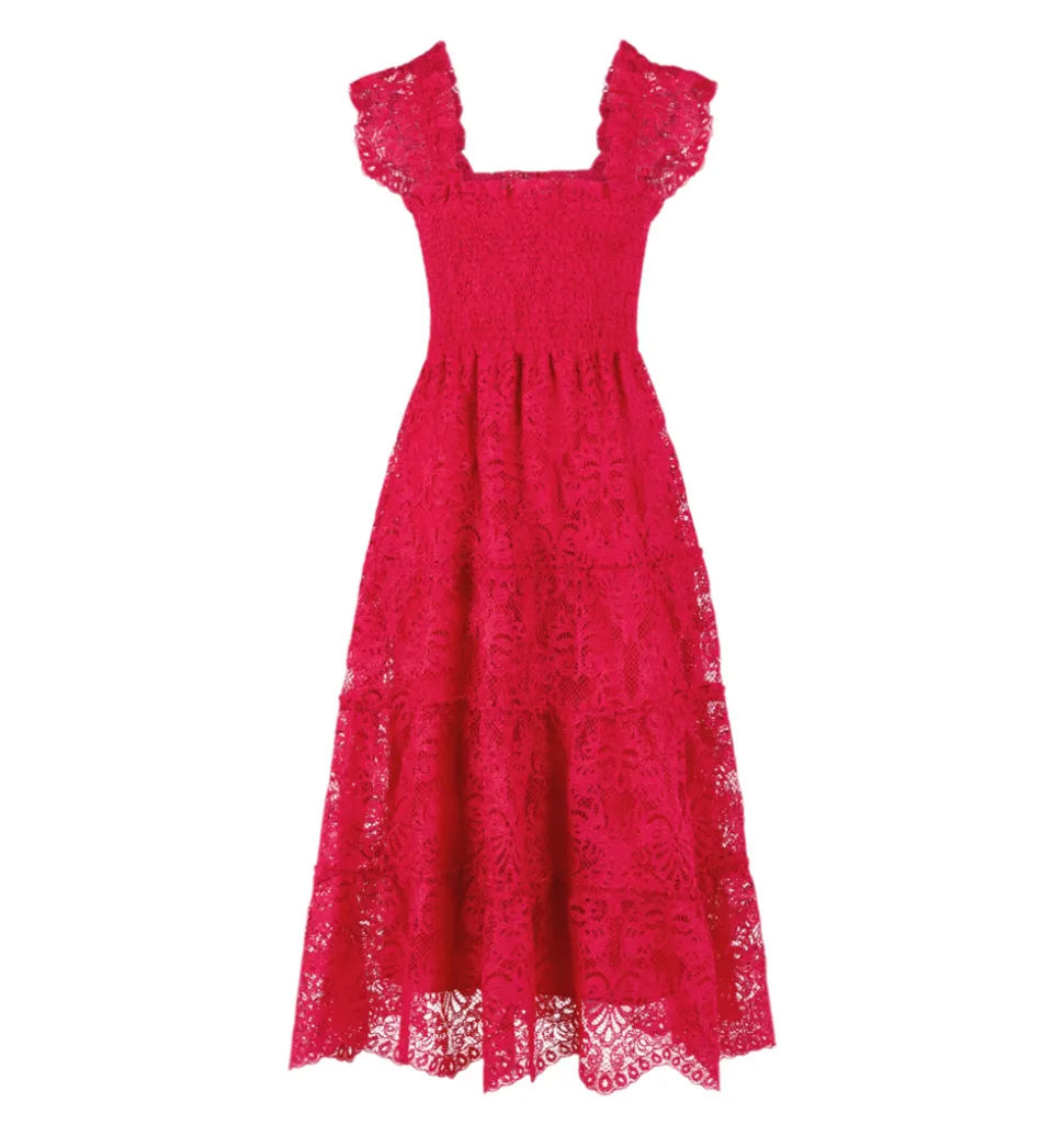 The Ellie Nap Dress in Cerise Lace