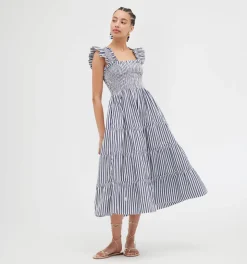 The Ellie Nap Dress in Navy Stripe
