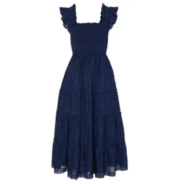 The Ellie Nap Dress in Navy Sheer Plaid