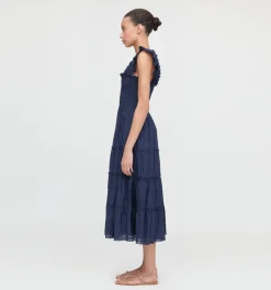 The Ellie Nap Dress in Navy Sheer Plaid