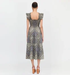 The Ellie Nap Dress in Olive Equestrian Scarf