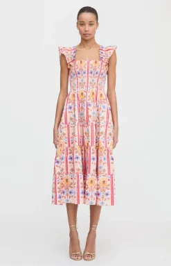 The Ellie Nap Dress in Pink Floral Block Stripe