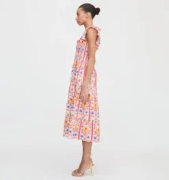 The Ellie Nap Dress in Pink Floral Block Stripe