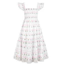 The Ellie Nap Dress in White Trailing Fern