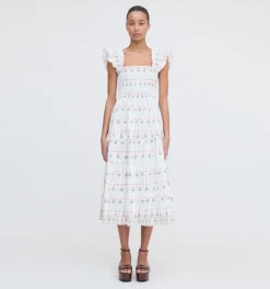 The Ellie Nap Dress in White Trailing Fern