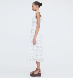 The Ellie Nap Dress in White Trailing Fern