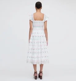 The Ellie Nap Dress in White Trailing Fern