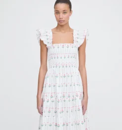 The Ellie Nap Dress in White Trailing Fern