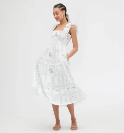 The Ellie Nap Dress in White Floral Patchwork
