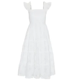 The Ellie Nap Dress in White Trellis Broderie