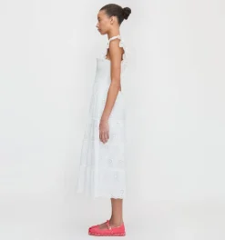 The Ellie Nap Dress in White Trellis Broderie
