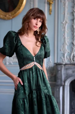 The Emma Dress in Emerald Baroque Floral