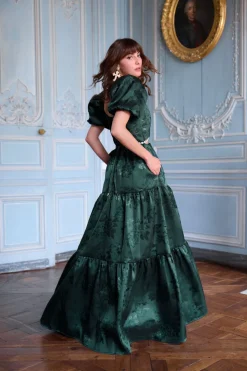 The Emma Dress in Emerald Baroque Floral