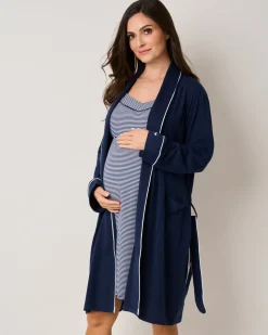 The Essential Maternity Set in Navy & Navy Stripe