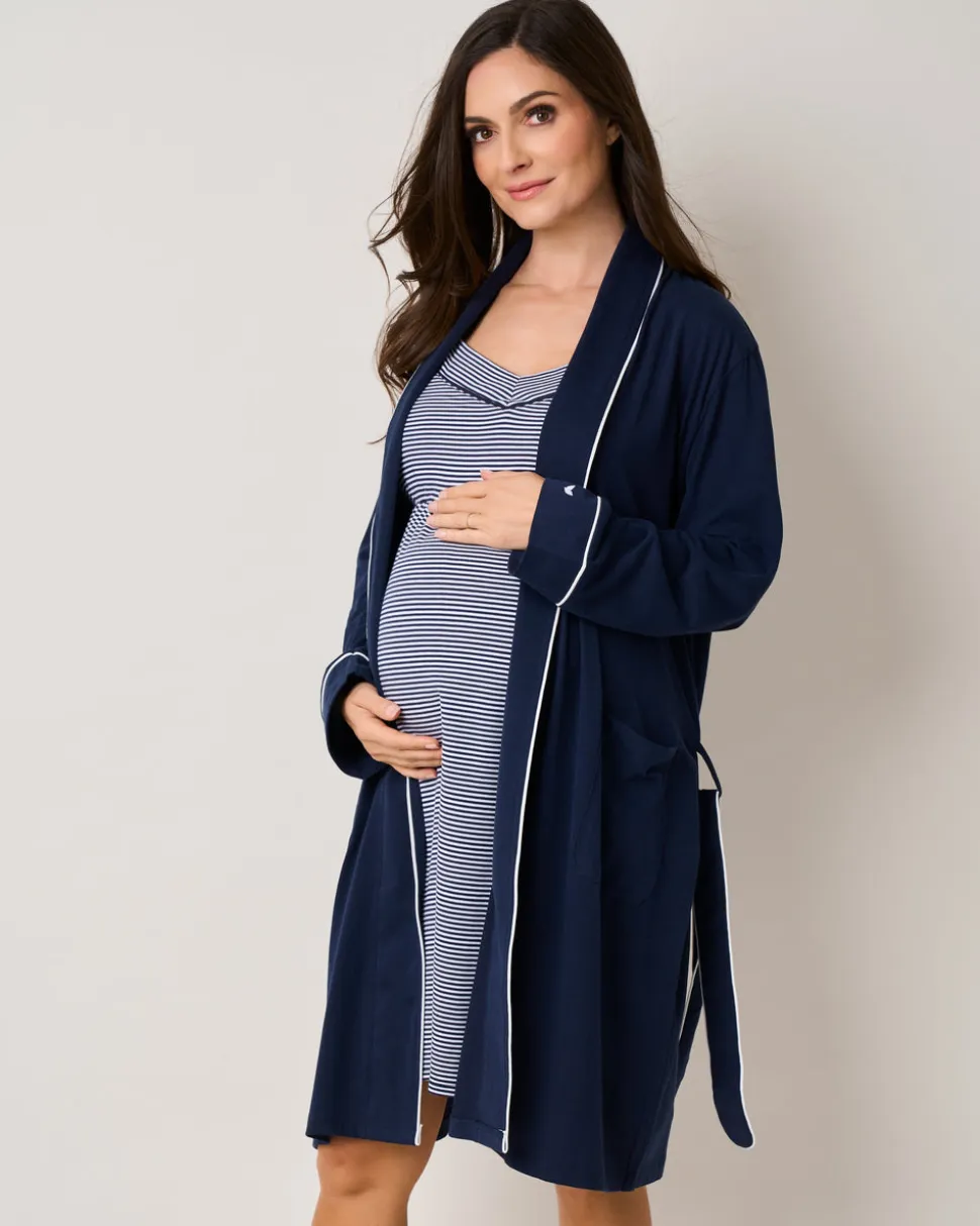 The Essential Maternity Set in Navy & Navy Stripe
