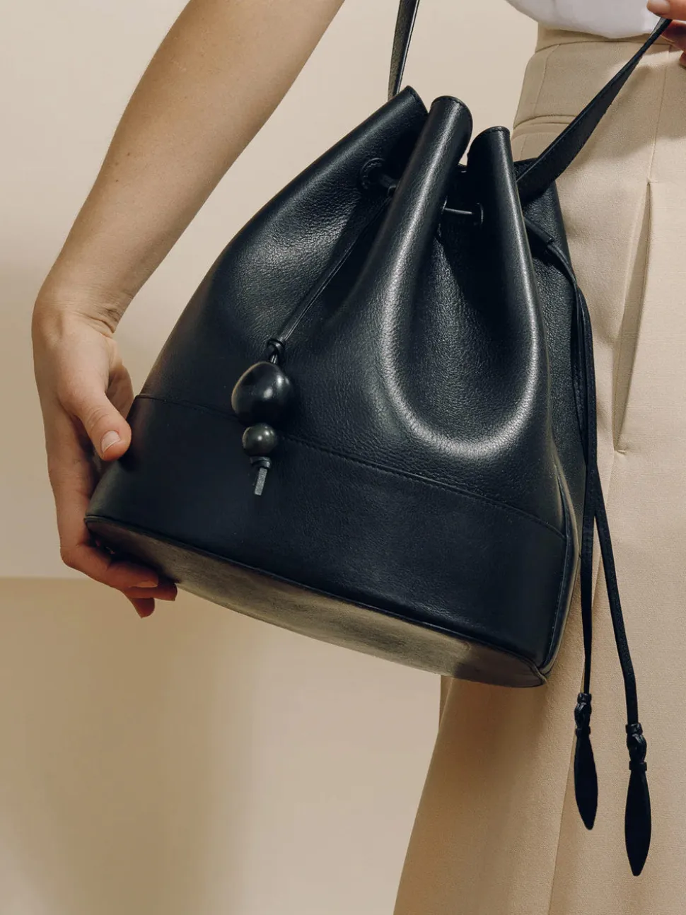 The Extra Large Drawstring in Black Nappa
