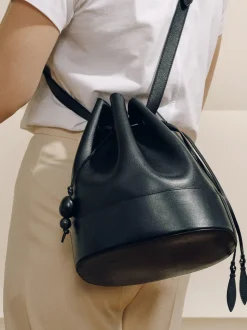 The Extra Large Drawstring in Black Nappa