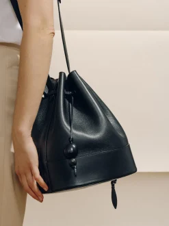 The Extra Large Drawstring in Black Nappa