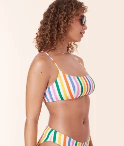 The Fiji Bikini Top in Rainbow Stripe