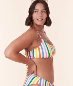 The Fiji Bikini Top in Rainbow Stripe