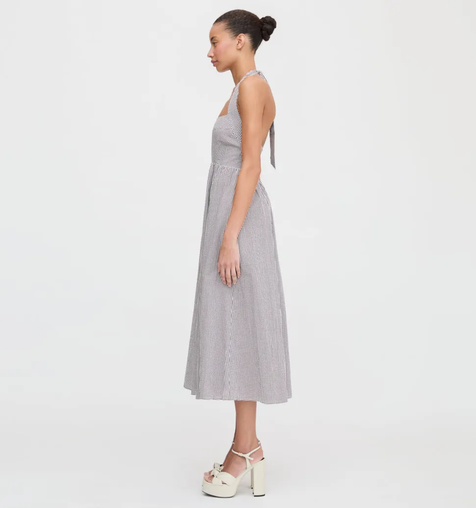 The Fleur Midi Dress in Chocolate Gingham