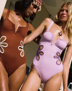 The Flora One Piece in Cognac & Ivory
