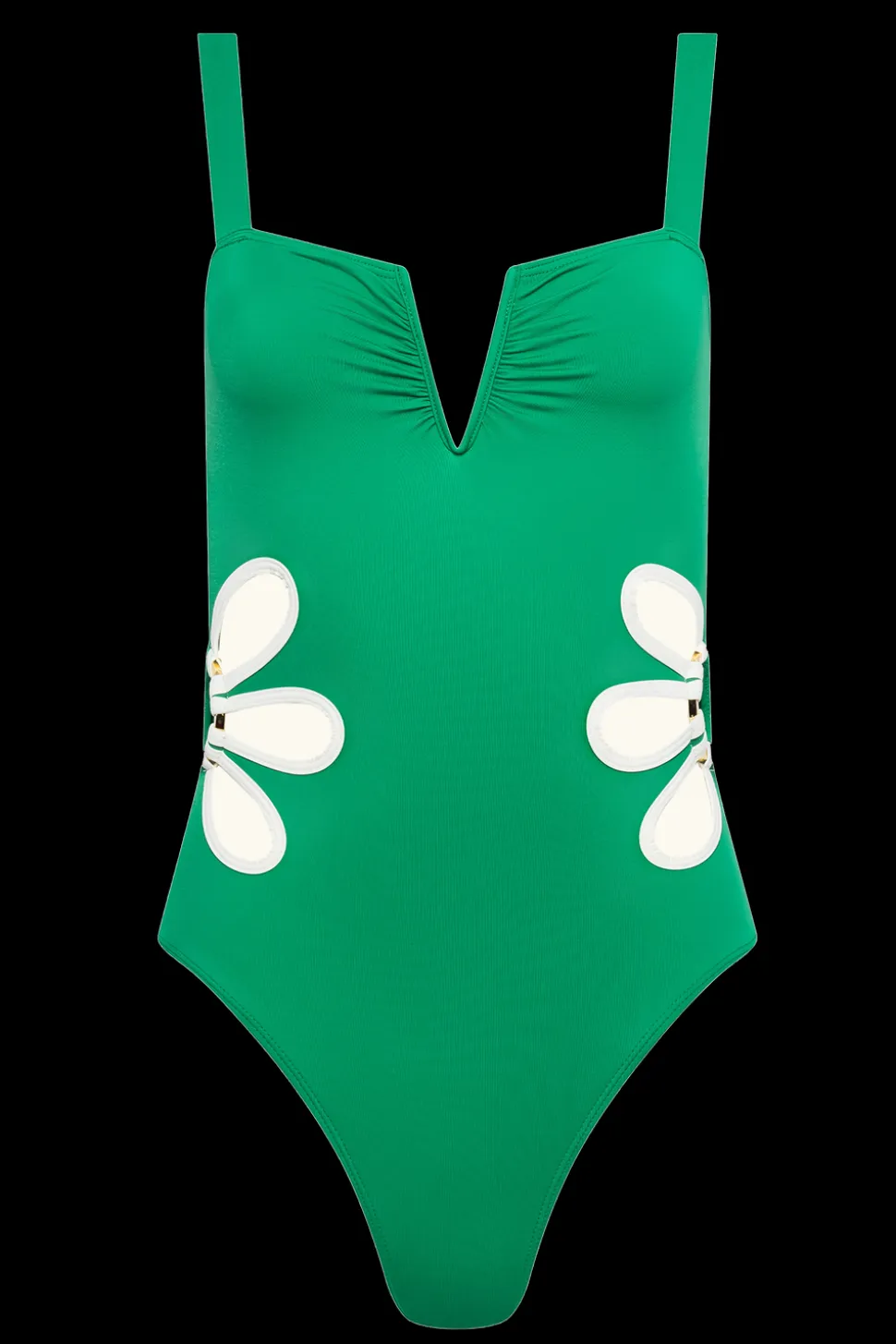The Flora One-Piece in Kelly Green & Ivory