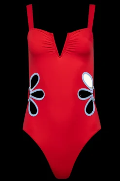 The Flora One-Piece in Poppy & Blue