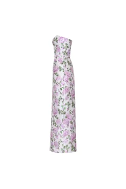 The Gabrielle Gown with Detachable Train in Pink & Green