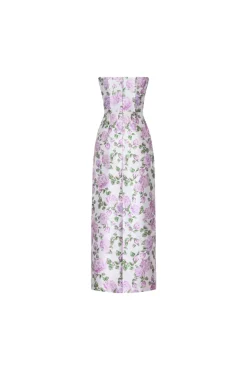 The Gabrielle Gown with Detachable Train in Pink & Green