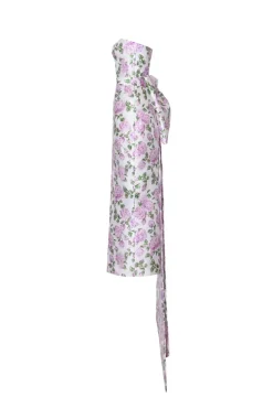 The Gabrielle Gown with Detachable Bow in Pink & Green