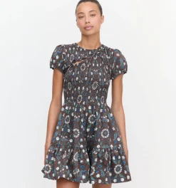 The Gia Mini Nap Dress in Chocolate Swedish Floral