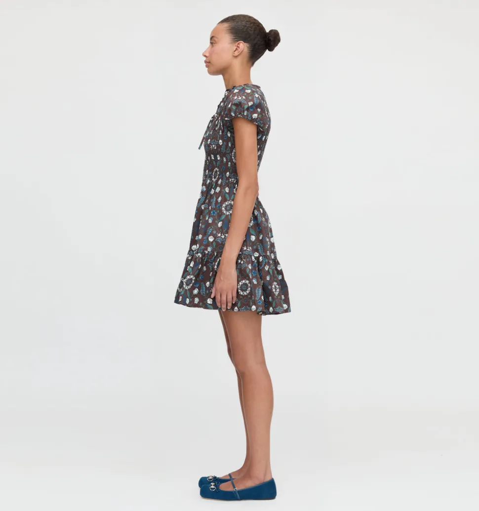 The Gia Mini Nap Dress in Chocolate Swedish Floral