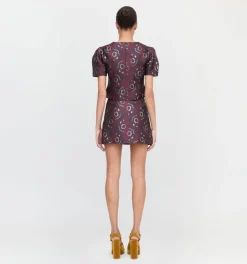 The Hallie Skirt in Burgundy Baroque Jacquard
