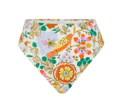 The High Waist Cheeky Bikini Bottom in Bird Floral
