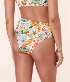 The High Waist Cheeky Bikini Bottom in Bird Floral