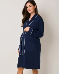 The Hospital Stay Luxe Set in Navy & Navy Stripe