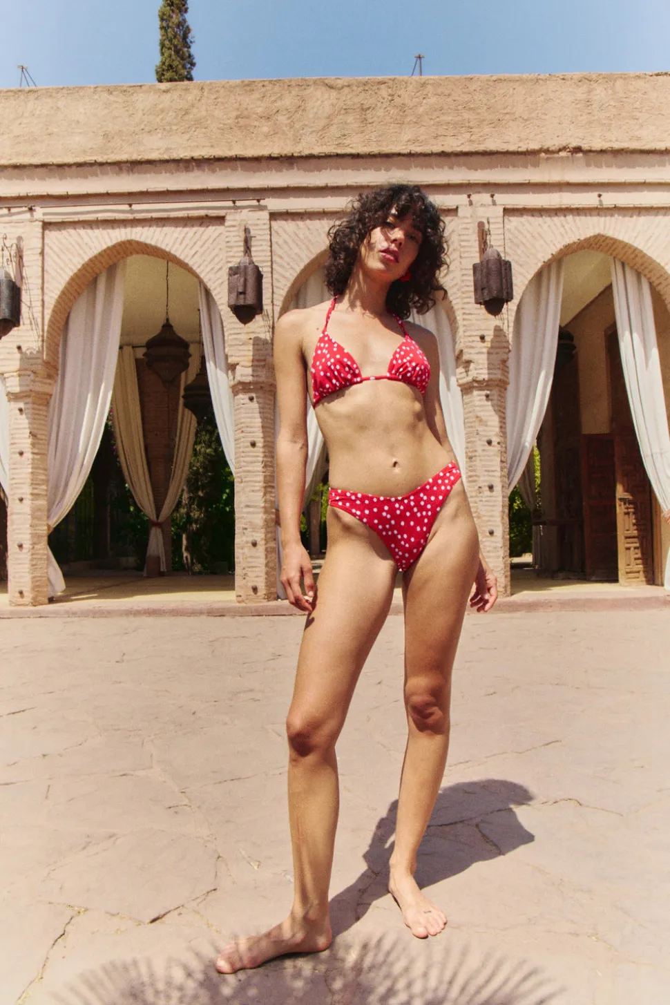 The Jane Bottom in Red Ikat Dot