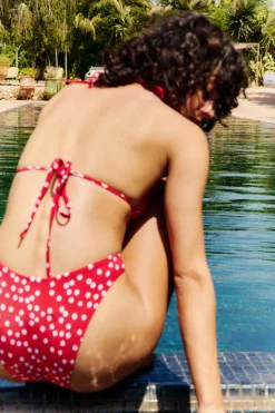 The Jane Bottom in Red Ikat Dot