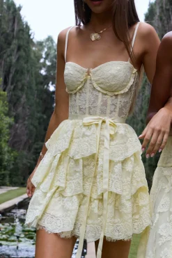 The Josie Dress in Transparent Yellow Lace