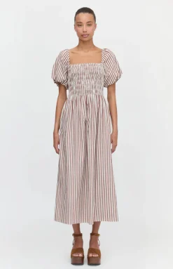 The Julia Nap Dress in Rust Stripe