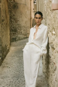 The Keaton Wide Leg Pant in Linen Cupro