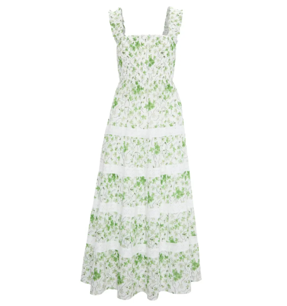 The Kimmy Nap Dress in Green Sweet Peas