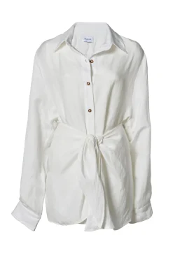 The L.A. Button-Down Wrap Dress in Linen Cupro