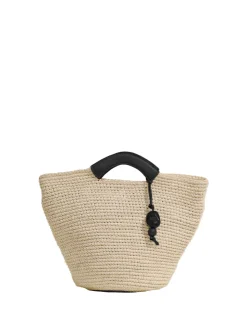 The Large Woven Shopper in Black Natural Fiber