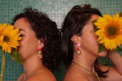 The Limoncello Earrings in Coral and Yellow