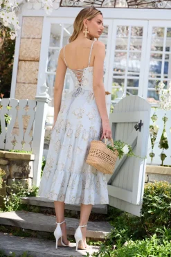 The Lorenza Dress in Victorian Blue Roses